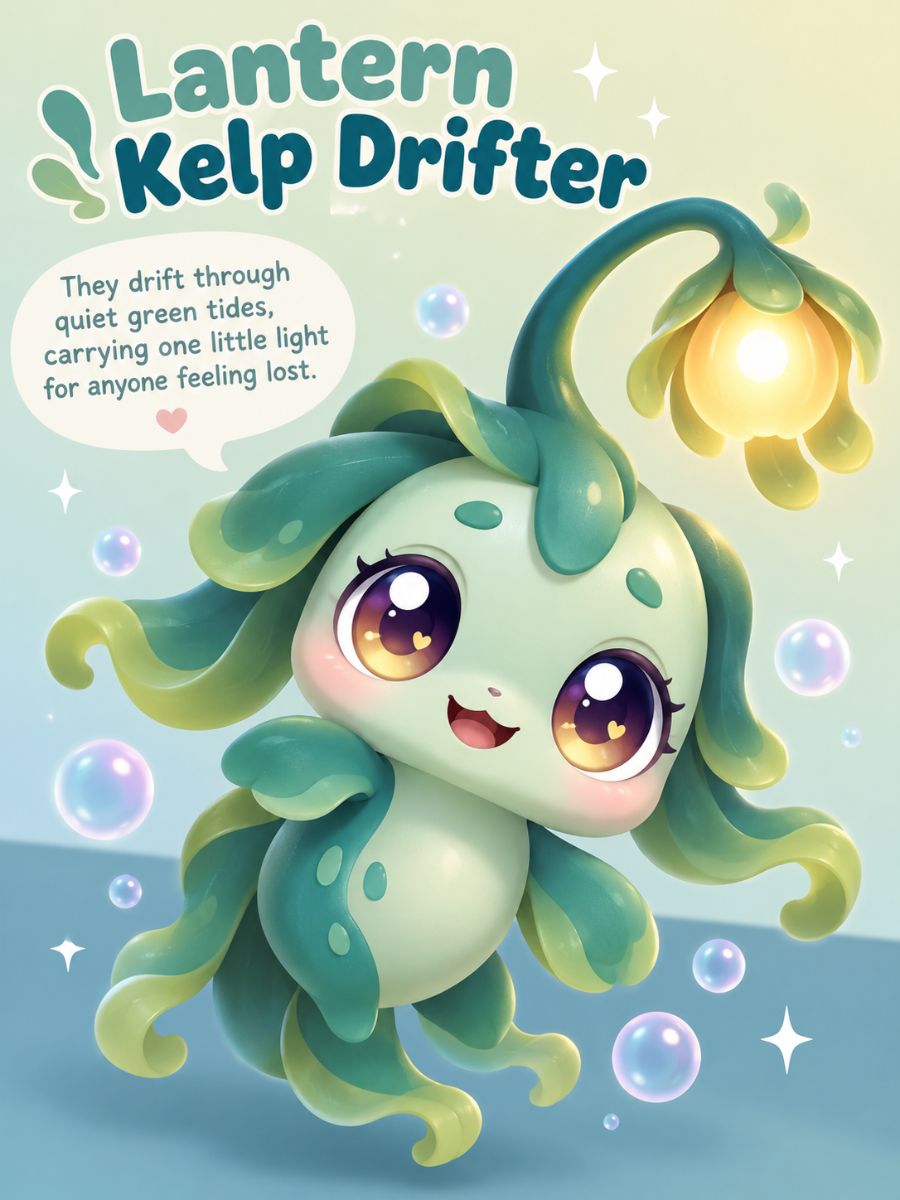Lantern Kelp Drifter Catch! Teenieping OC character surrounded by bubbles