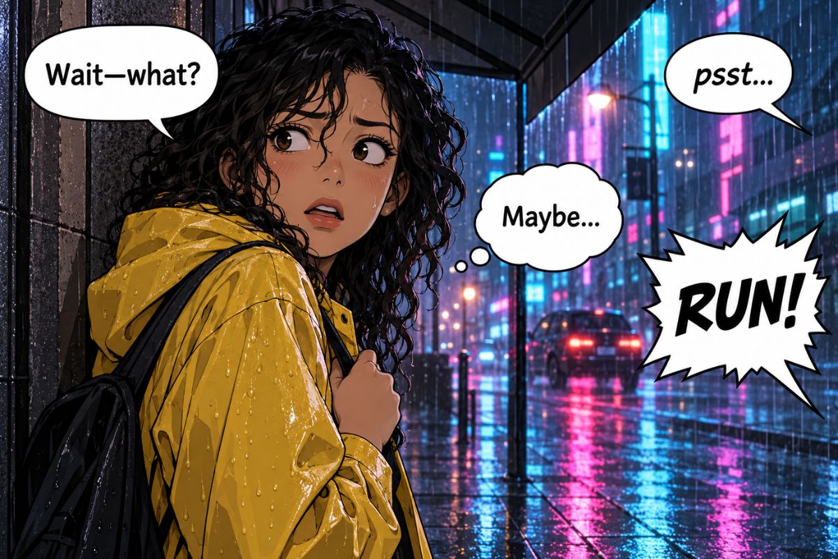AI 漫画字体生成器制作的奇幻漫画 Moonfall 标题设计,背景为日落场景