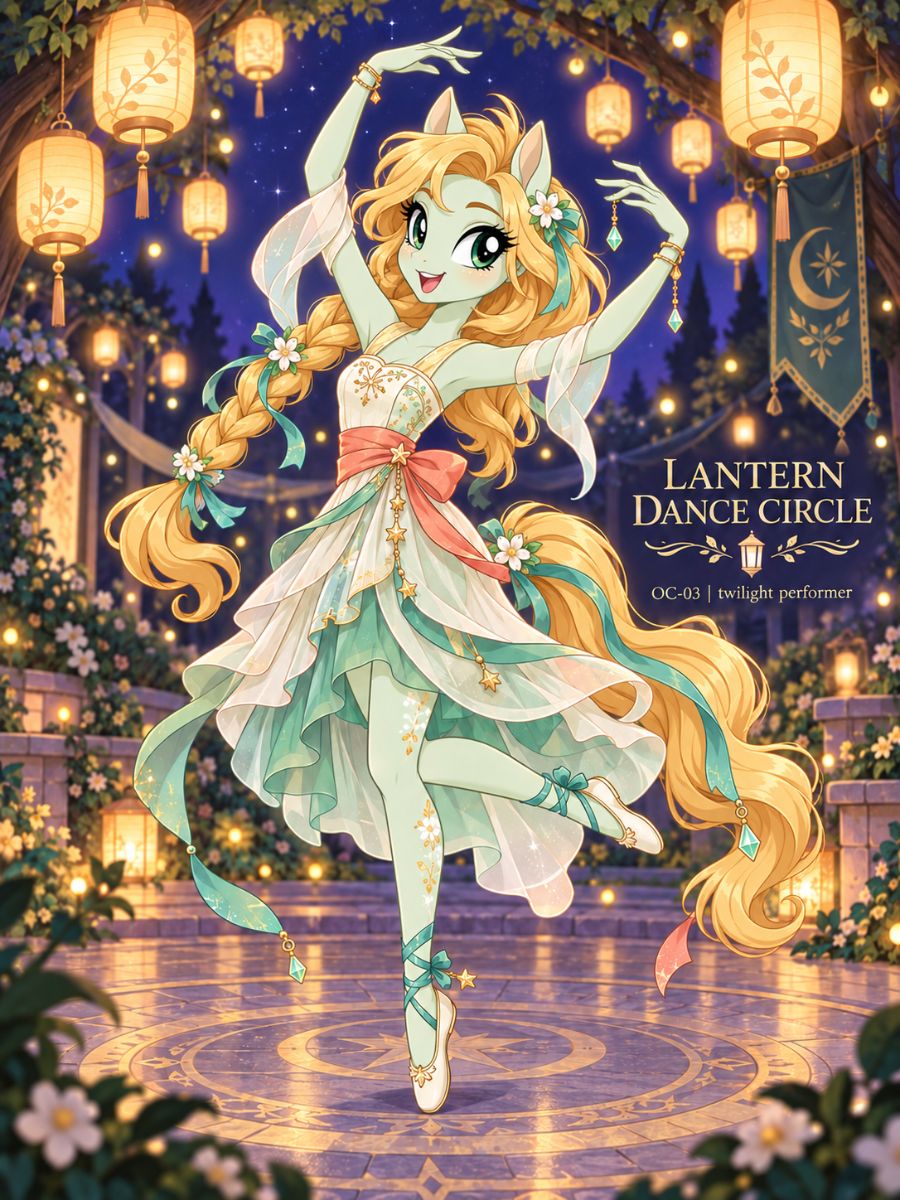Equestria Girls OC maker fantasy girl dancing under lanterns