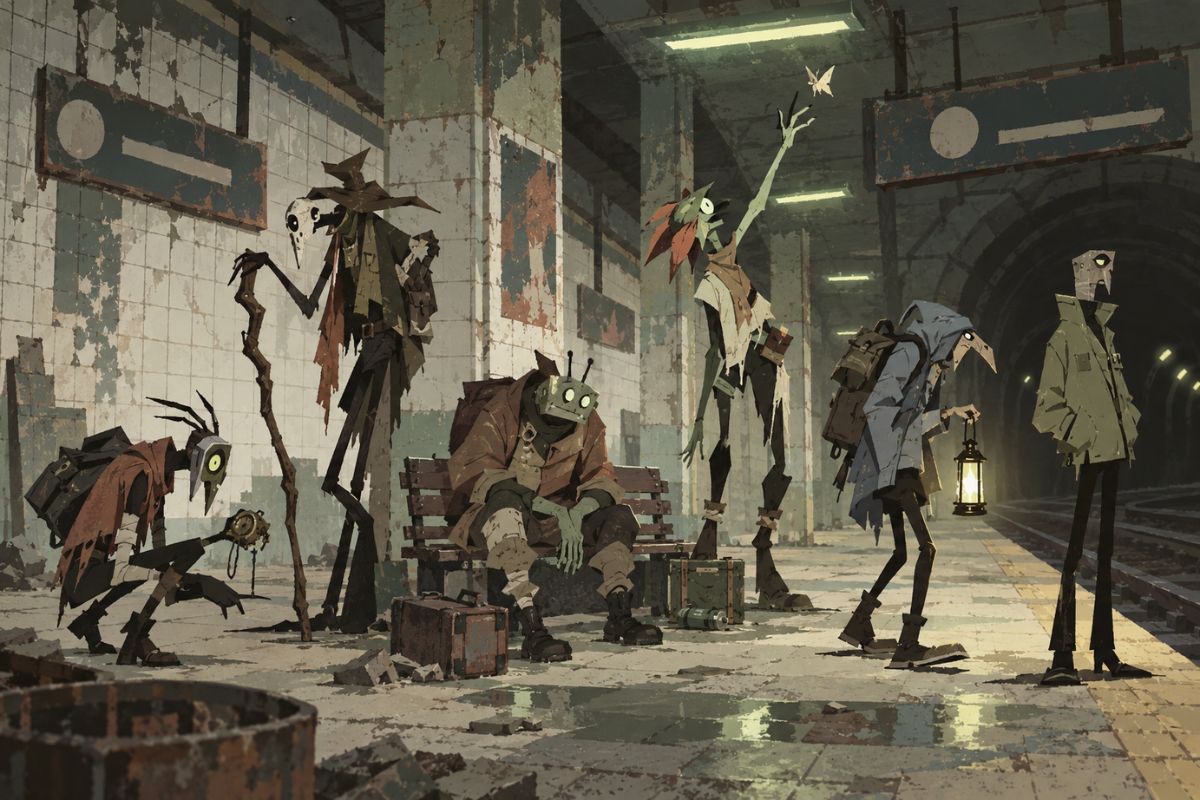 Gaslight District OC Maker monster group in an underground station