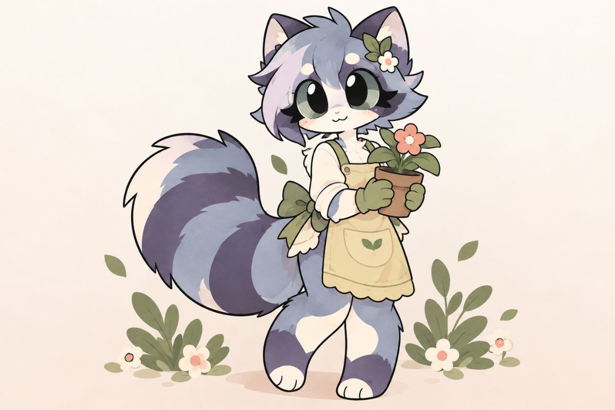 Original colorful animal Kit OC posing for an animation meme