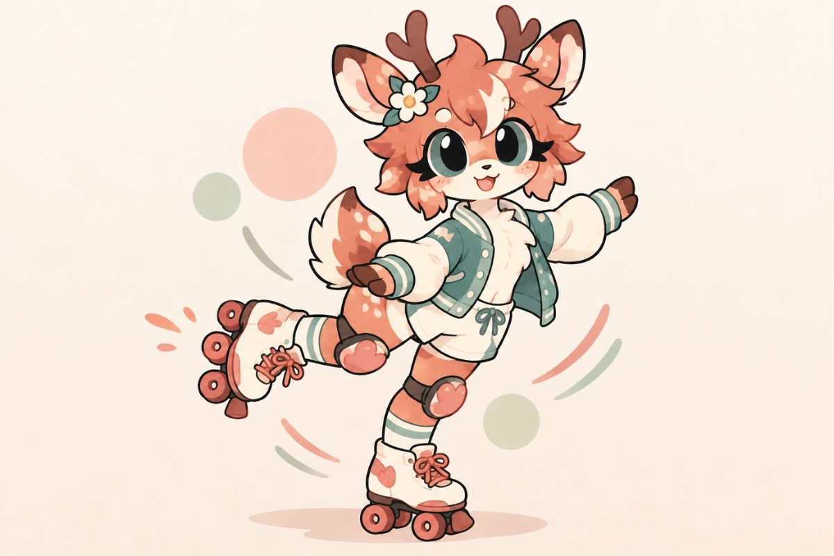 Original animal OC displaying memorable asymmetrical fur markings