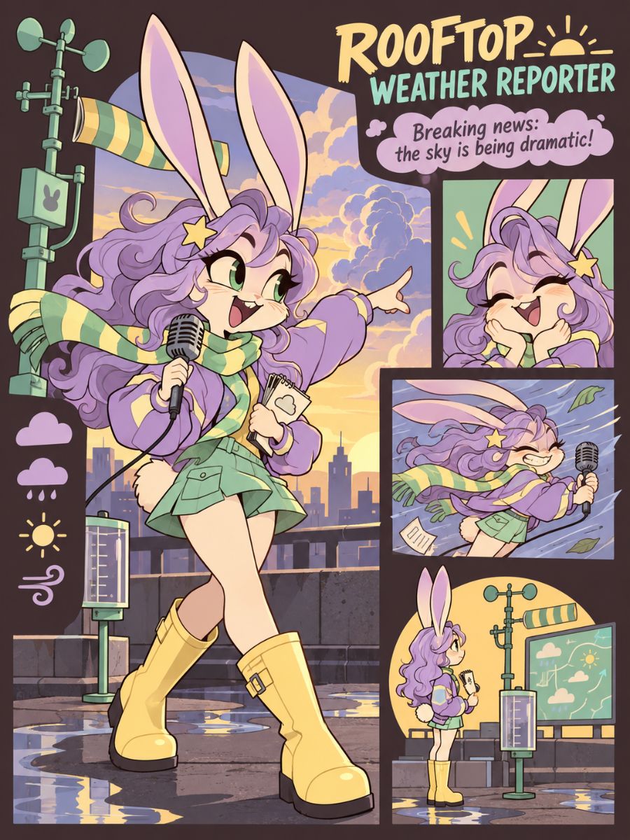 Lackadaisy OC maker rooftop weather reporter character
