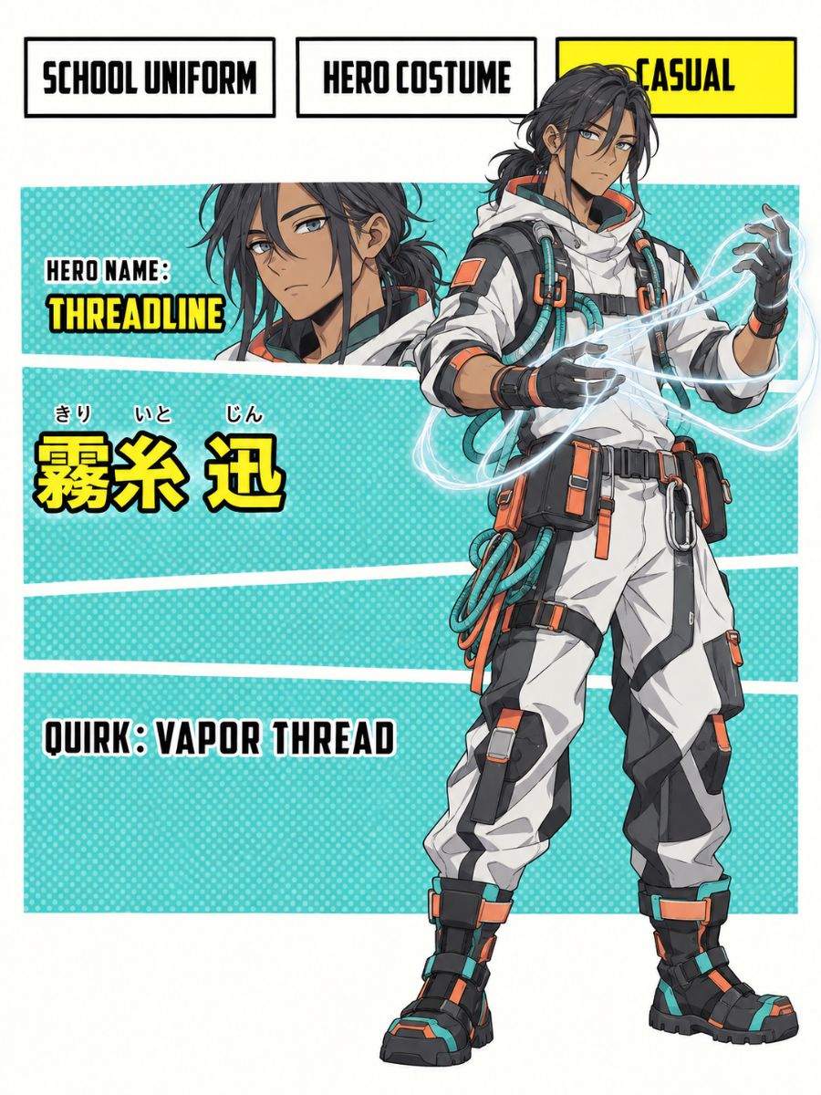 MHA OC Quirks generator vapor thread rescuer character sheet controlling glowing guide threads