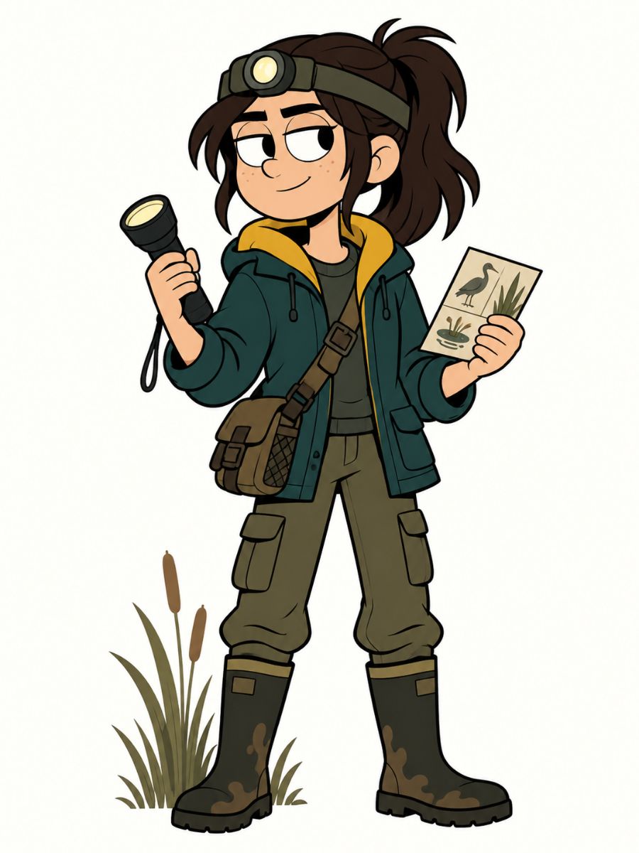 Gravity Falls OC Maker lantern naturalist character holding a strange bell and field guide