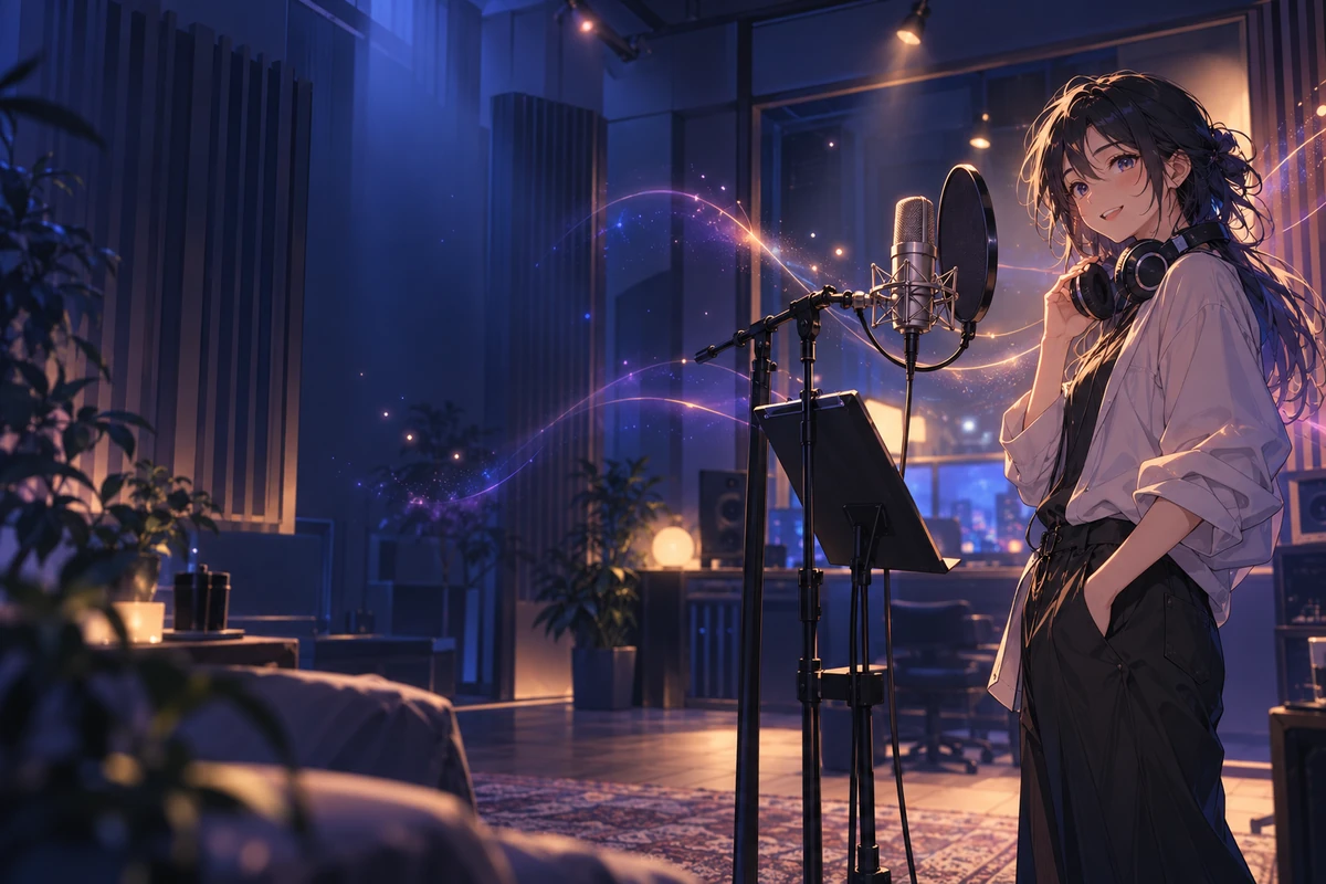 Anime character speaking in sync with a voice recording